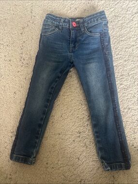 Billieblush 2T Girls Blue Denim Jeans with Pink Button